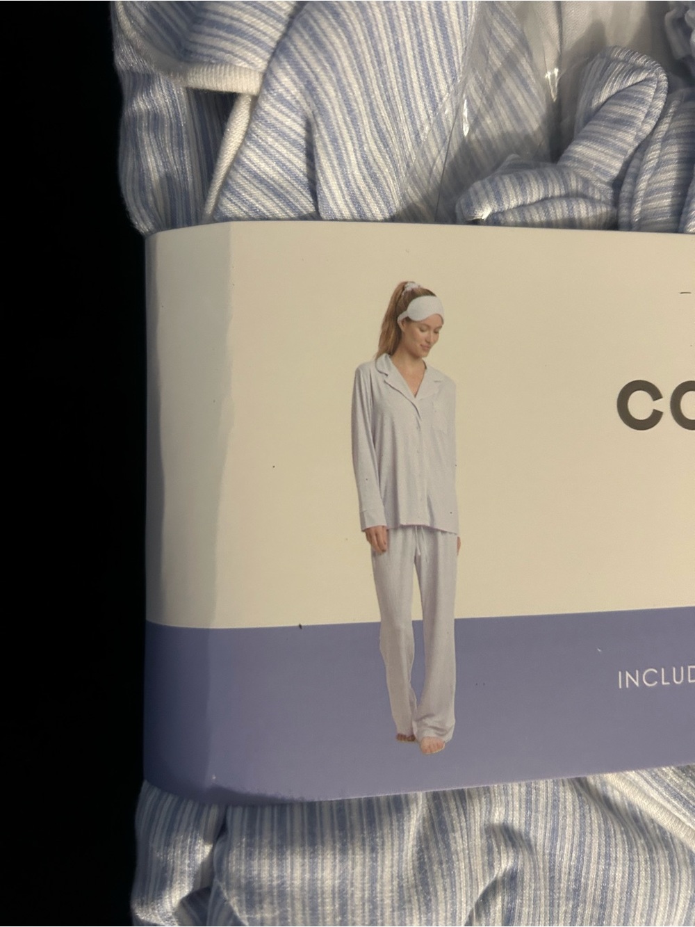 Como Vintage Light Blue & White Striped Wide Leg Pajama Pants